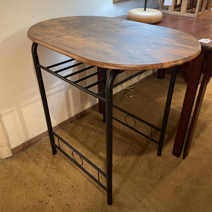 Oval Wood Top Table with Metal Storage Shelf C SIDE TABLES