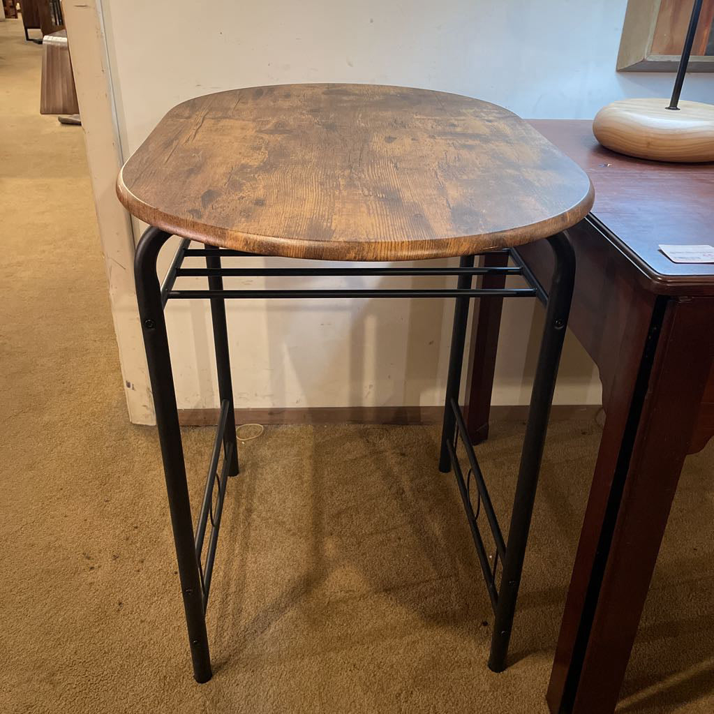 Oval Wood Top Table with Metal Storage Shelf C SIDE TABLES