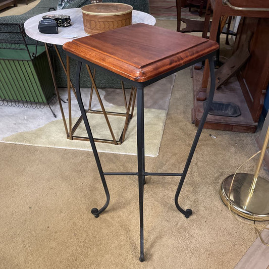 Square Wood Plant Stand with Curvy Metal Legs C SIDE TABLES
