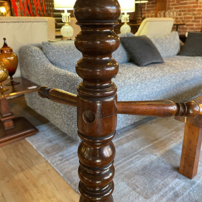 Spool Turned Dark Wooden Coat Rack - As Is (Missing Pegs)