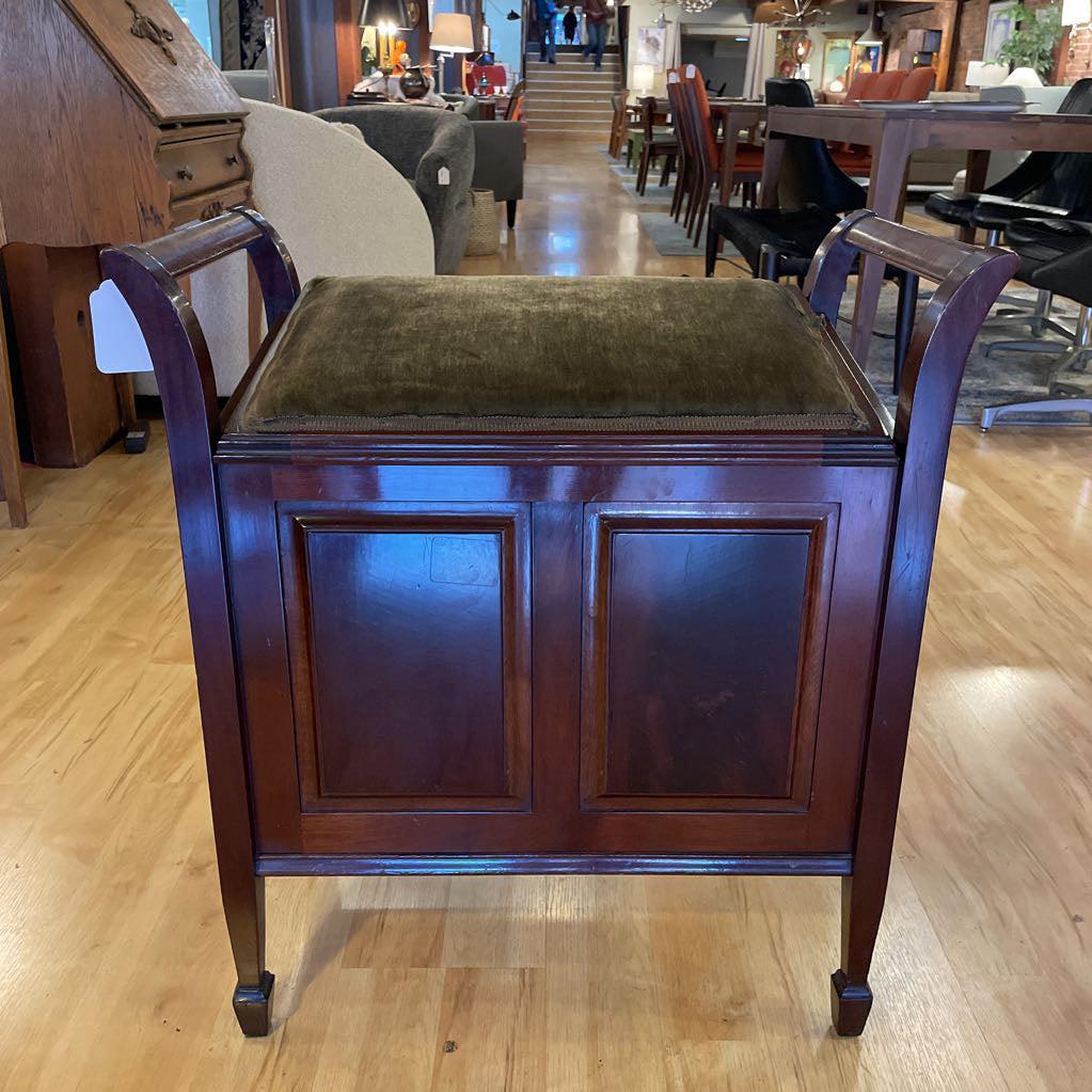 Dark Wood Piano Bench w Storage
