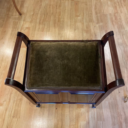 Dark Wood Piano Bench w Storage