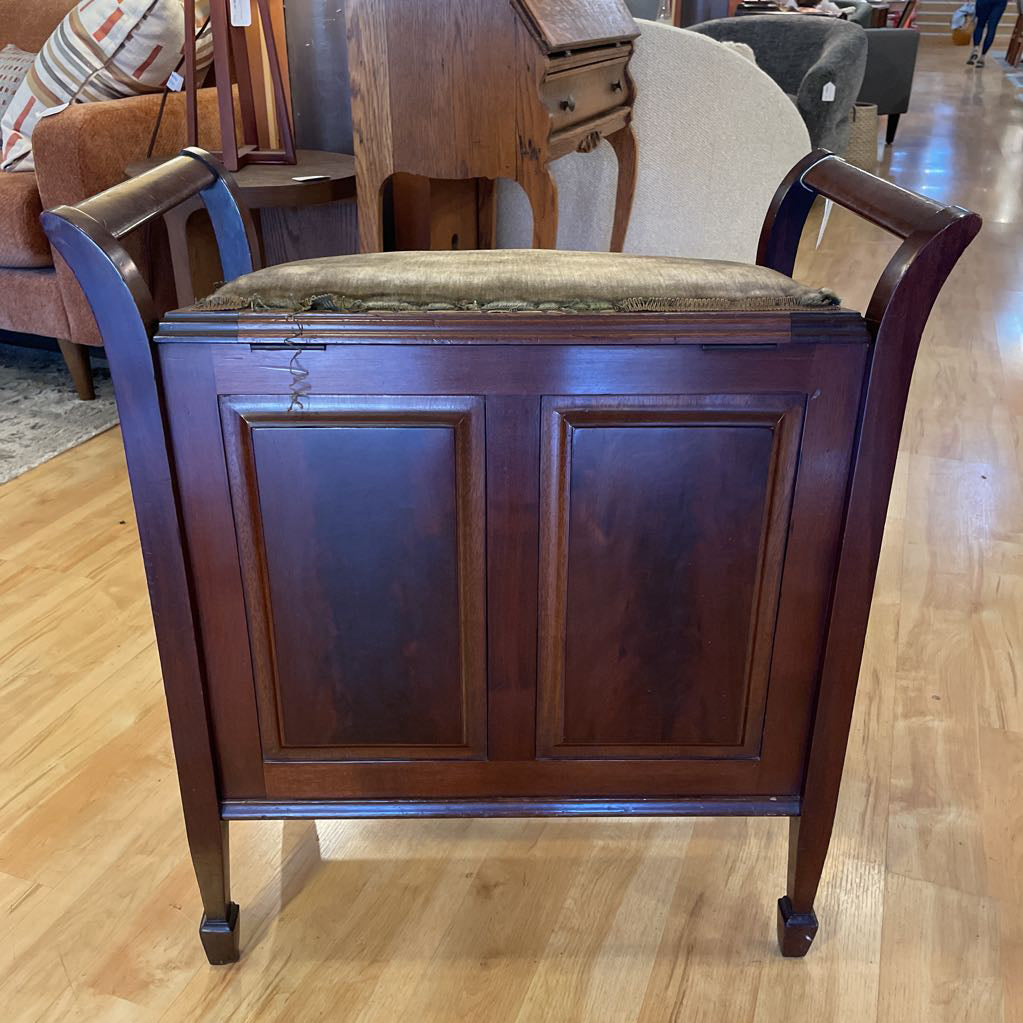 Dark Wood Piano Bench w Storage