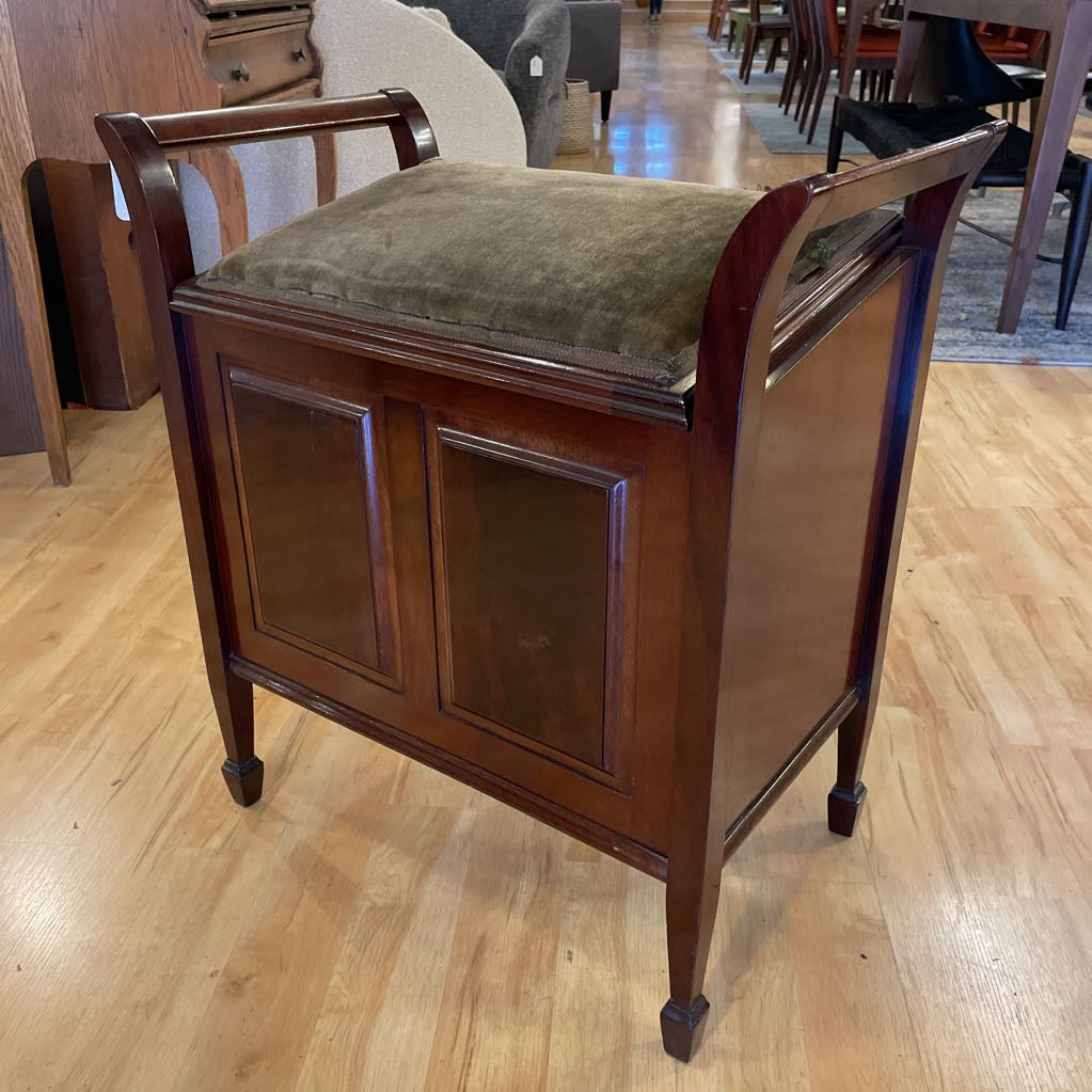 Dark Wood Piano Bench w Storage