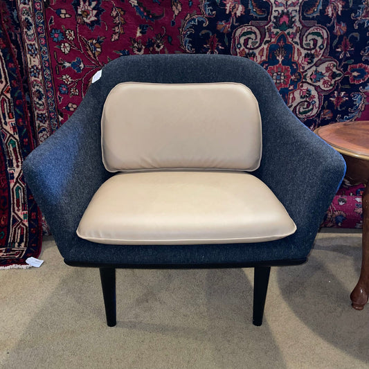 Tan Leather + Dark Gray Fabric MC Style Accent Chair U ACCENT CHAIRS