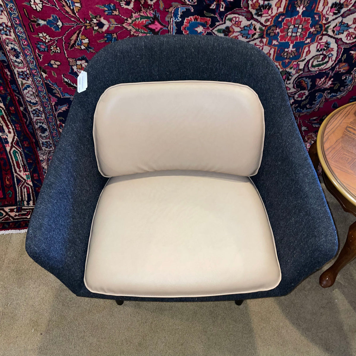 Tan Leather + Dark Gray Fabric MC Style Accent Chair U ACCENT CHAIRS
