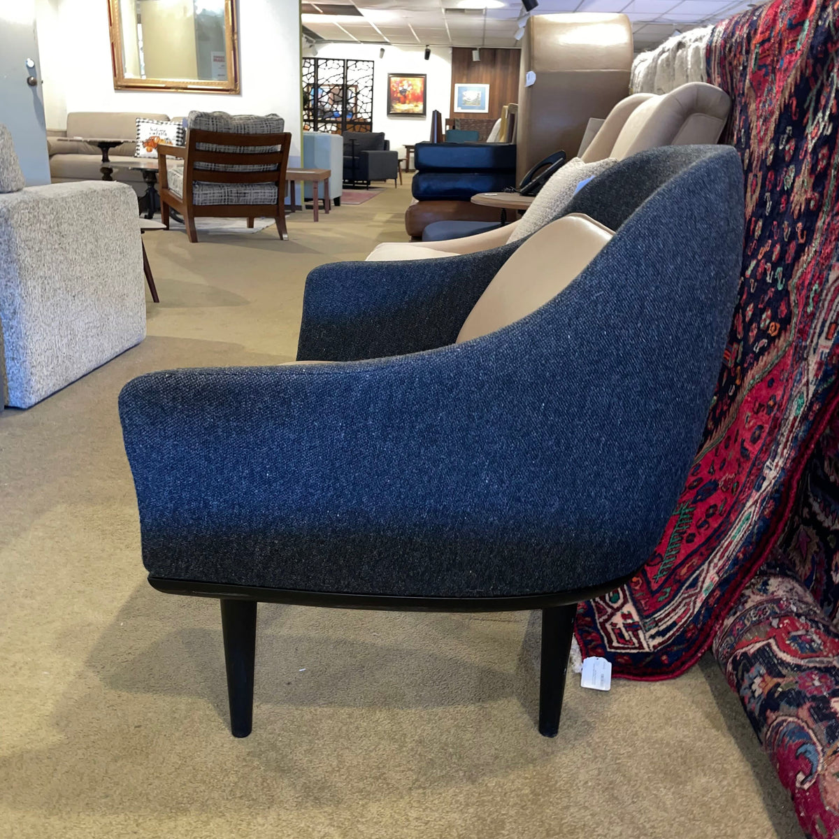 Tan Leather + Dark Gray Fabric MC Style Accent Chair U ACCENT CHAIRS