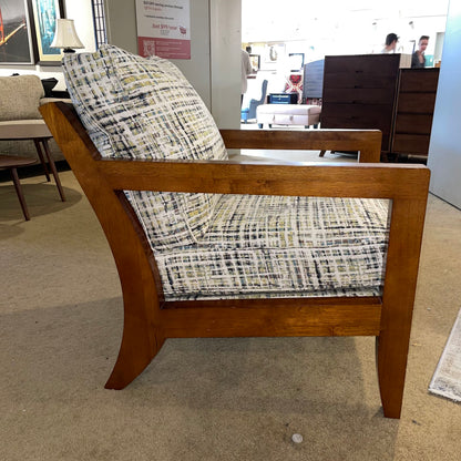 La-Z-Boy Wooden Arm Chair w/ Green Patterned Upholstery U ACCENT CHAIRS
