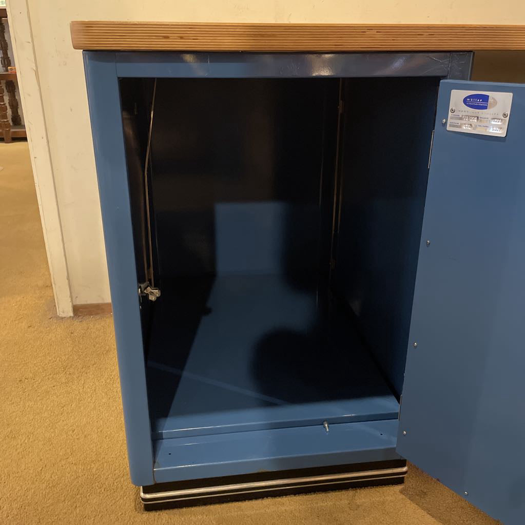 Vintage Blue Metal Desk w Wood Top C DESKS