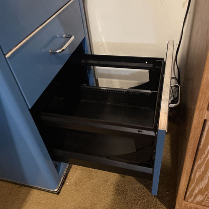 Vintage Blue Metal Desk w Wood Top C DESKS