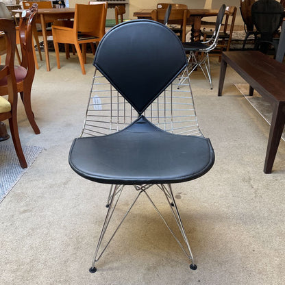 Eames Style Wire Frame + Leather Dining Chairs SET of 4