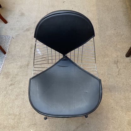 Eames Style Wire Frame + Leather Dining Chairs SET of 4