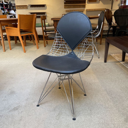 Eames Style Wire Frame + Leather Dining Chairs SET of 4 C DINING CHAIRS