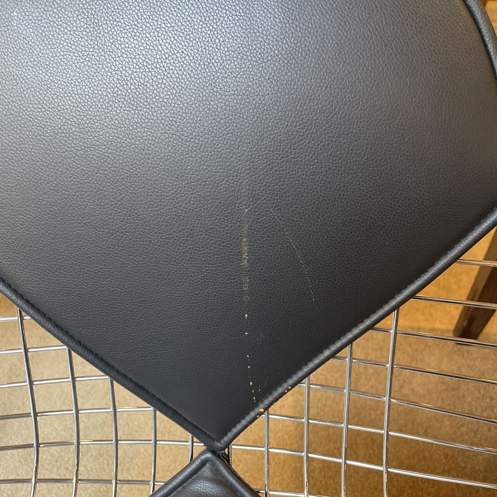 Eames Style Wire Frame + Leather Dining Chairs SET of 4