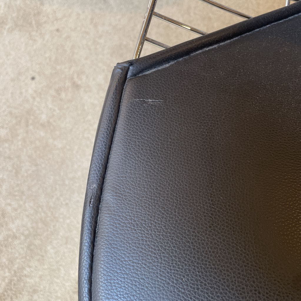 Eames Style Wire Frame + Leather Dining Chairs SET of 4