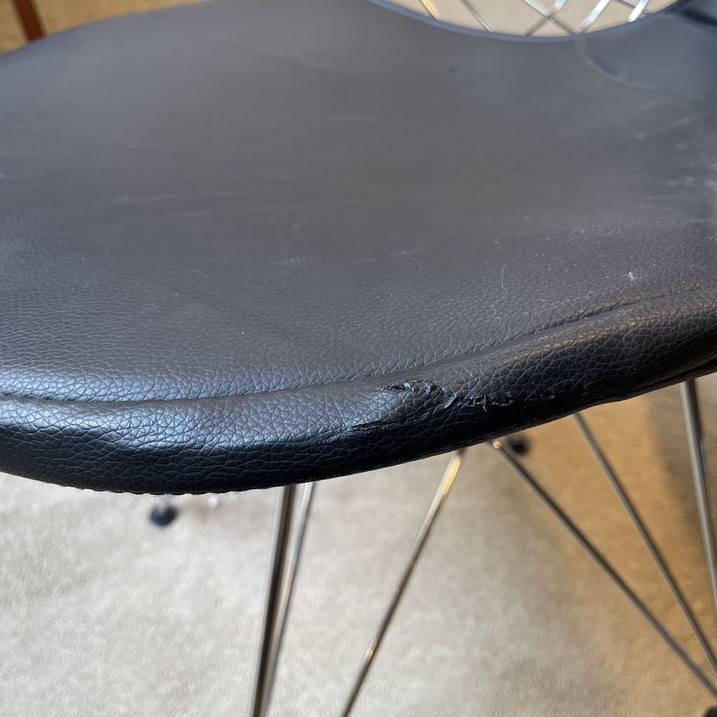 Eames Style Wire Frame + Leather Dining Chairs SET of 4