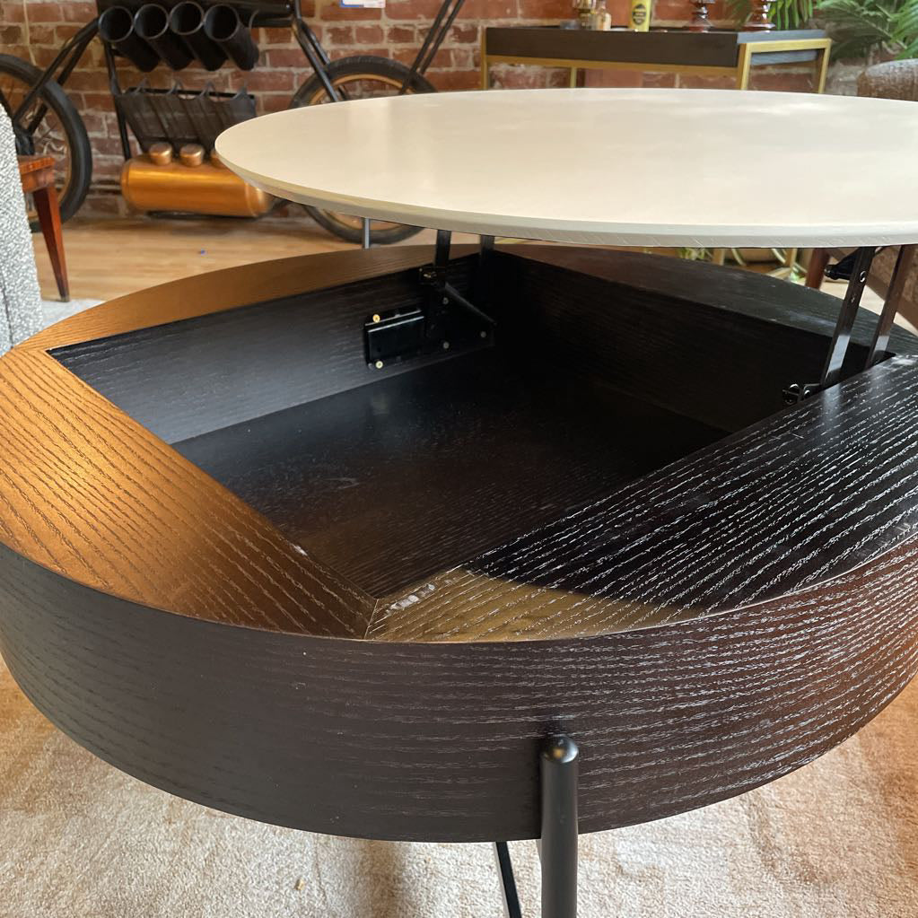 Round White Top Coffee Table w/ Black Base C COFFEE TABLES