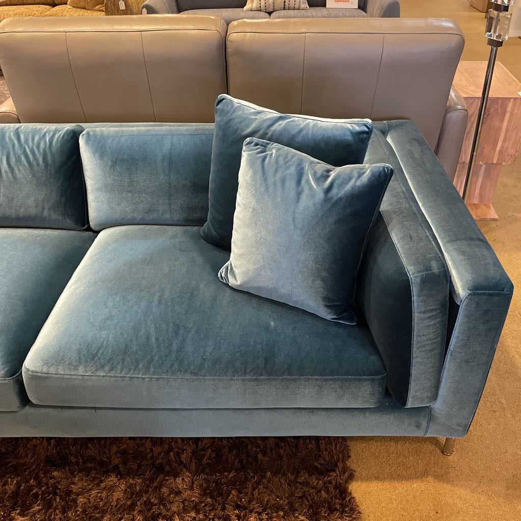 Rove Concepts Turqouise Velvet Metal Base Sofa U SOFAS