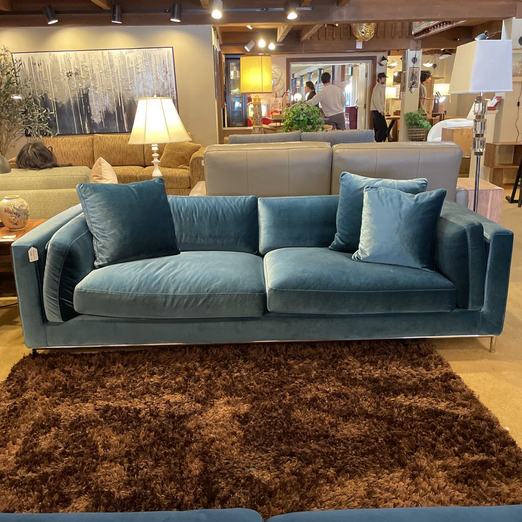 Rove Concepts Turqouise Velvet Metal Base Sofa U SOFAS