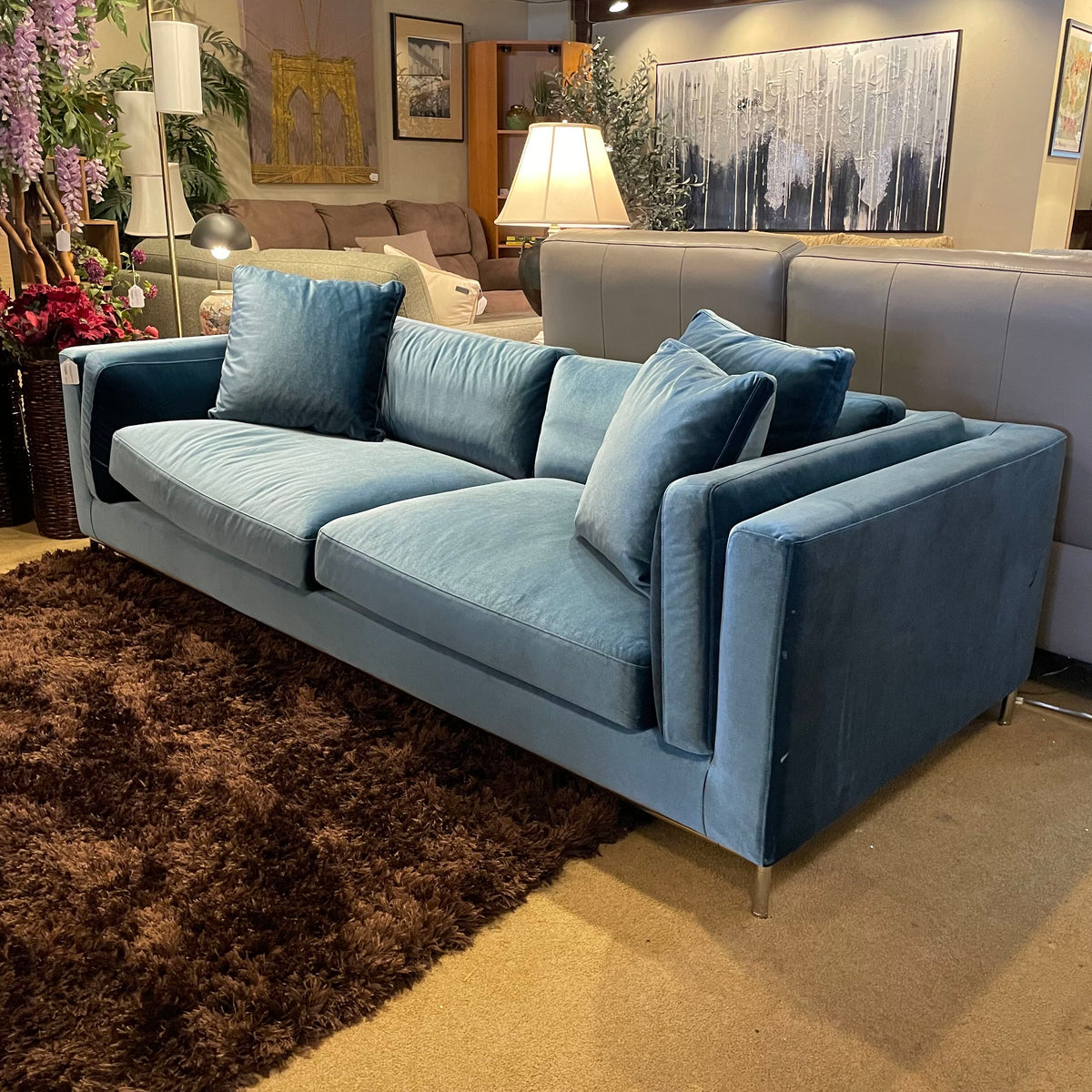 Rove Concepts Turqouise Velvet Metal Base Sofa U SOFAS