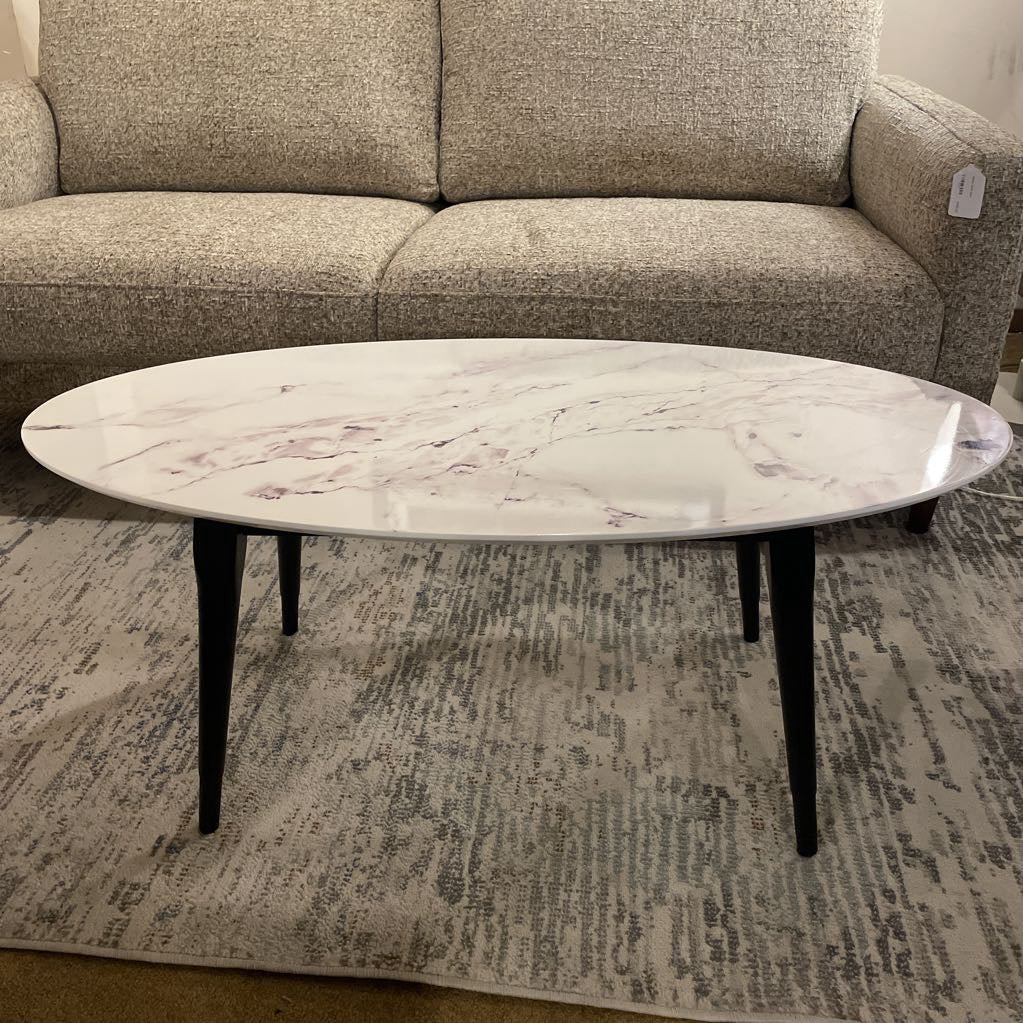 Faux Marble Oval Coffee Table C COFFEE TABLES