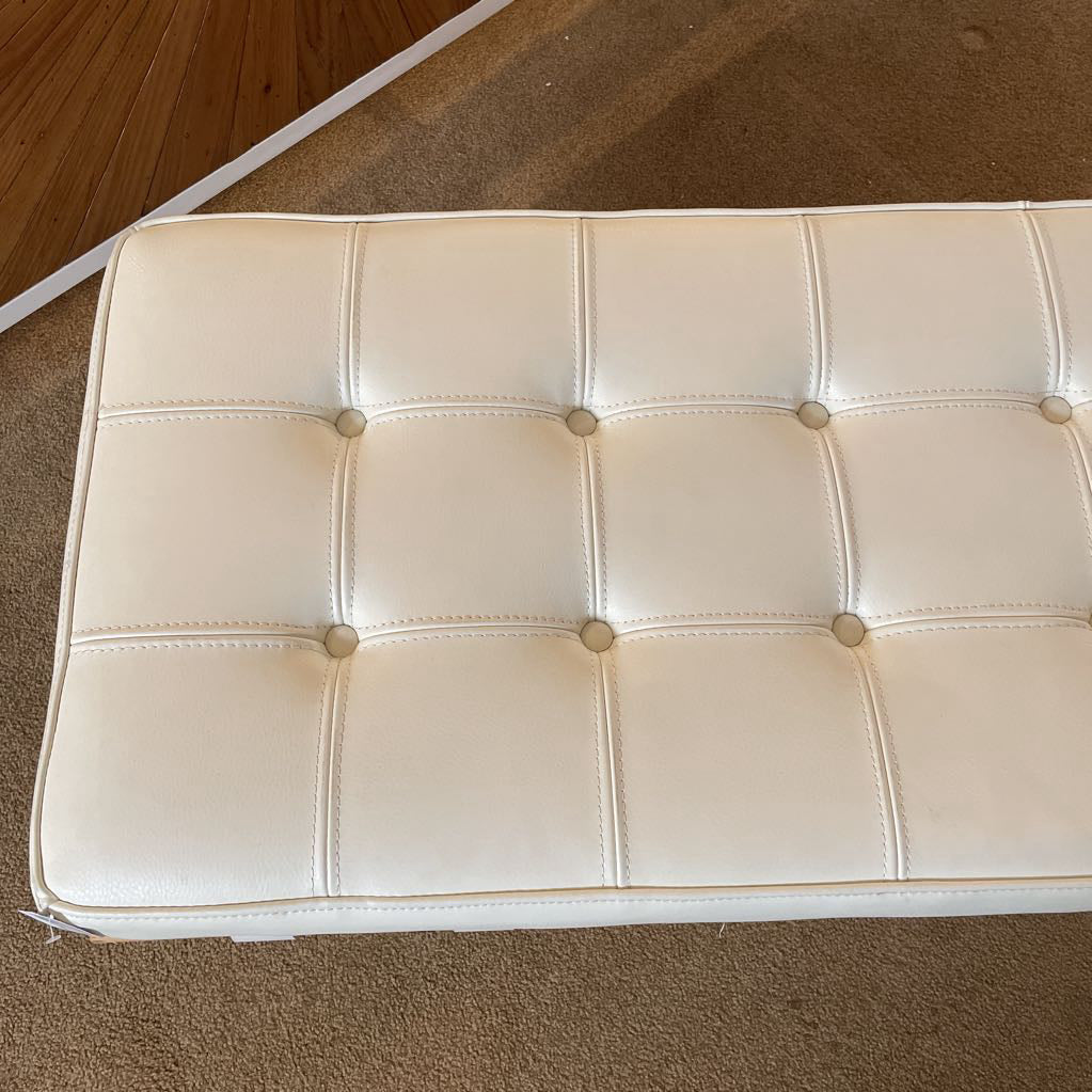 White Leather Barcelona Style Bench C ACCENT BENCHES
