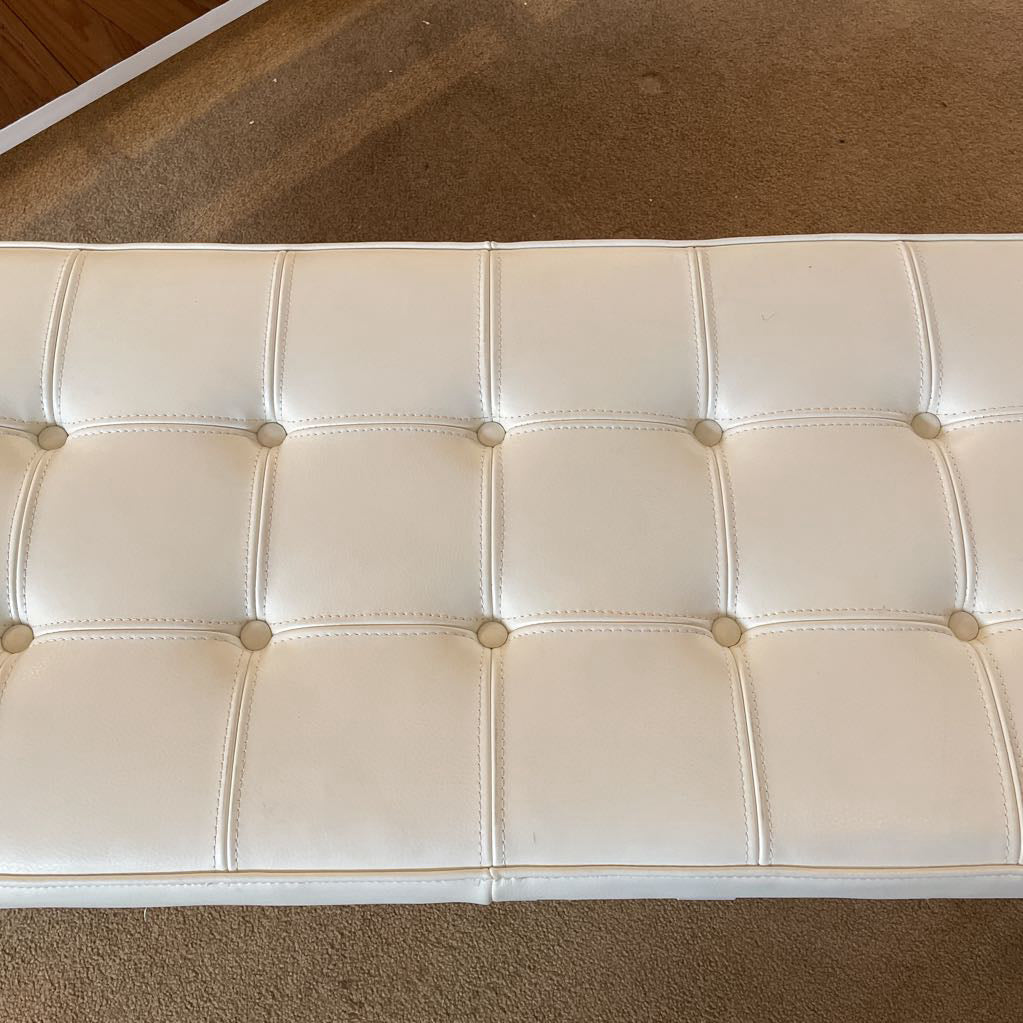 White Leather Barcelona Style Bench C ACCENT BENCHES