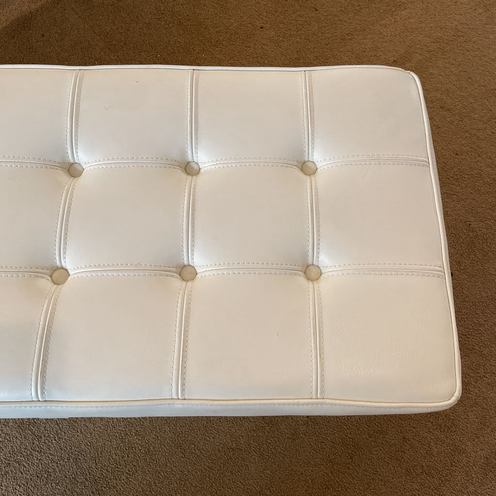 White Leather Barcelona Style Bench C ACCENT BENCHES