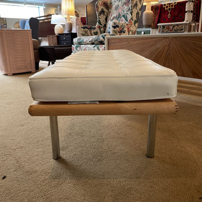 White Leather Barcelona Style Bench C ACCENT BENCHES