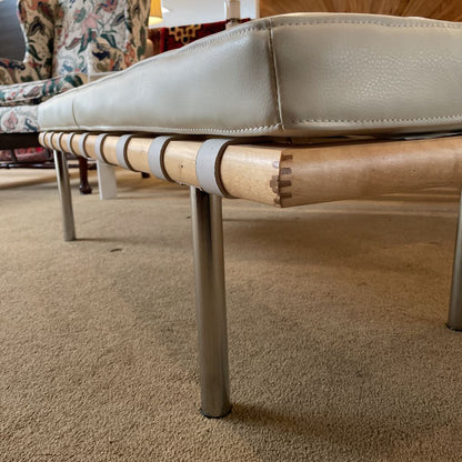 White Leather Barcelona Style Bench C ACCENT BENCHES