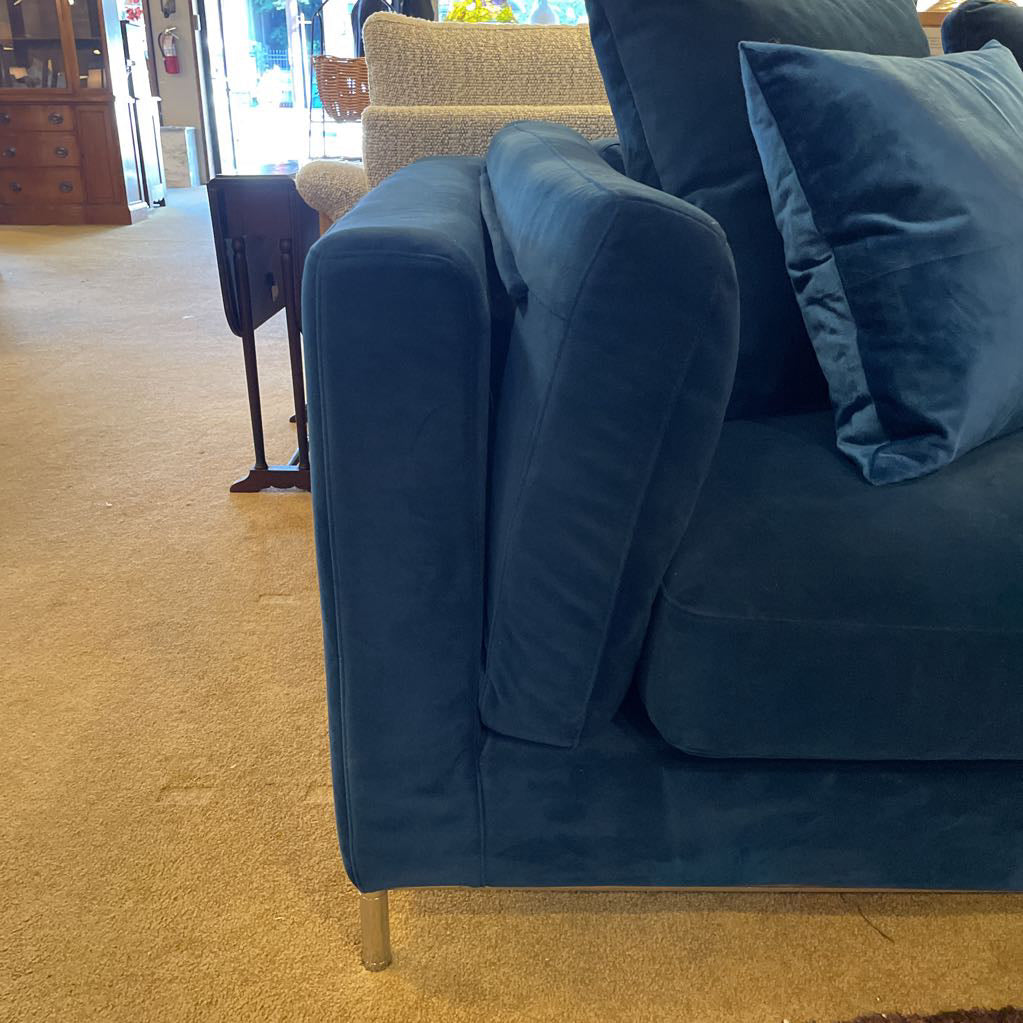 Rove Concepts Blue Velvet Metal Base Sofa U SOFAS