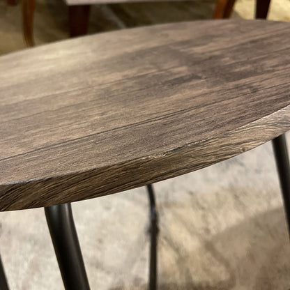 Round Dark Faux Wood Side Table