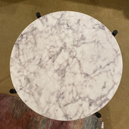 Round Faux Marble Top Side Table C SIDE TABLES