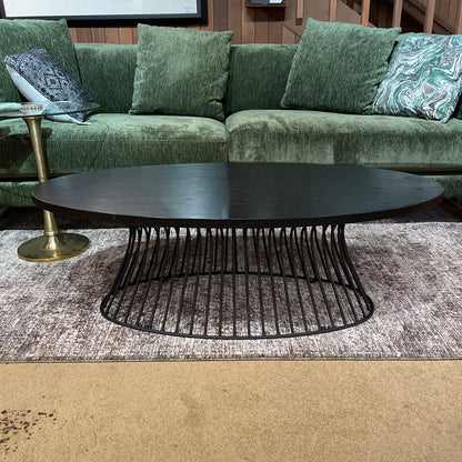 Black Oval Coffee Table w/ Wire Frame Base C COFFEE TABLES