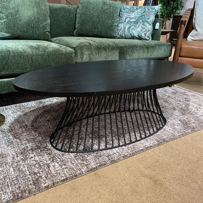 Black Oval Coffee Table w/ Wire Frame Base C COFFEE TABLES