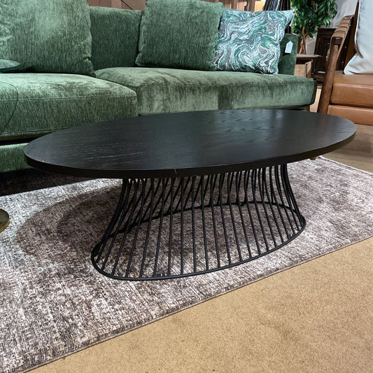 Black Oval Coffee Table w/ Wire Frame Base C COFFEE TABLES