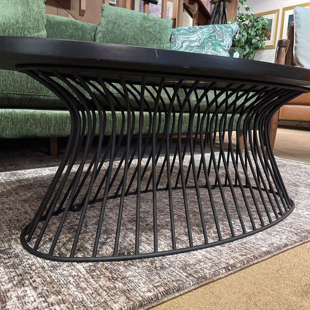 Black Oval Coffee Table w/ Wire Frame Base C COFFEE TABLES