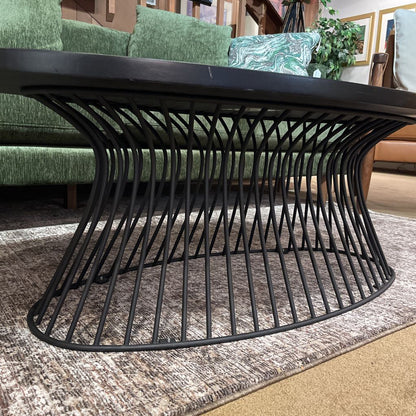 Black Oval Coffee Table w/ Wire Frame Base C COFFEE TABLES