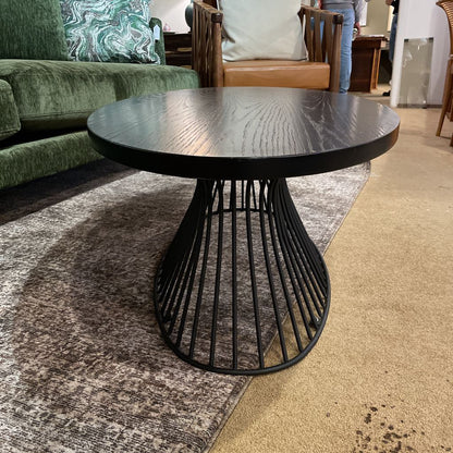 Black Oval Coffee Table w/ Wire Frame Base C COFFEE TABLES