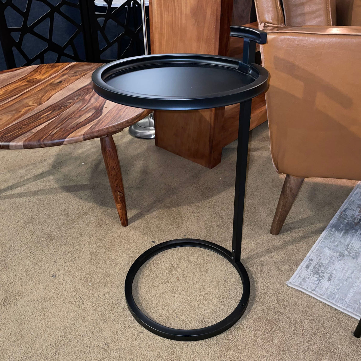 Round Black C Side Table C SIDE TABLES