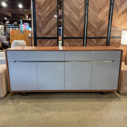 Rounded Wood Grey Front 4 Door Sideboard