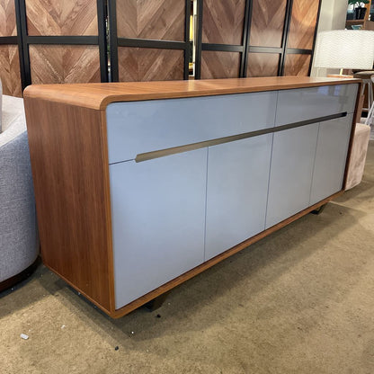Rounded Wood Grey Front 4 Door Sideboard