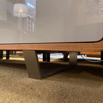 Rounded Wood Grey Front 4 Door Sideboard