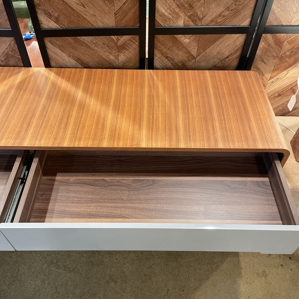 Rounded Wood Grey Front 4 Door Sideboard