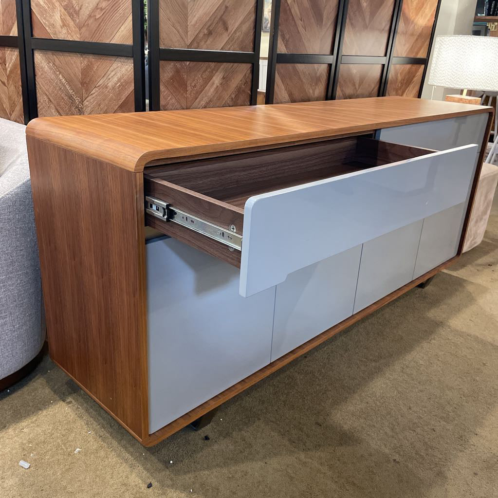 Rounded Wood Grey Front 4 Door Sideboard