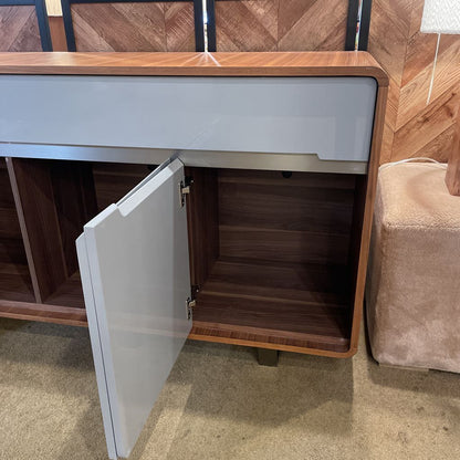 Rounded Wood Grey Front 4 Door Sideboard