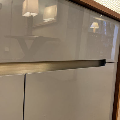Rounded Wood Grey Front 4 Door Sideboard