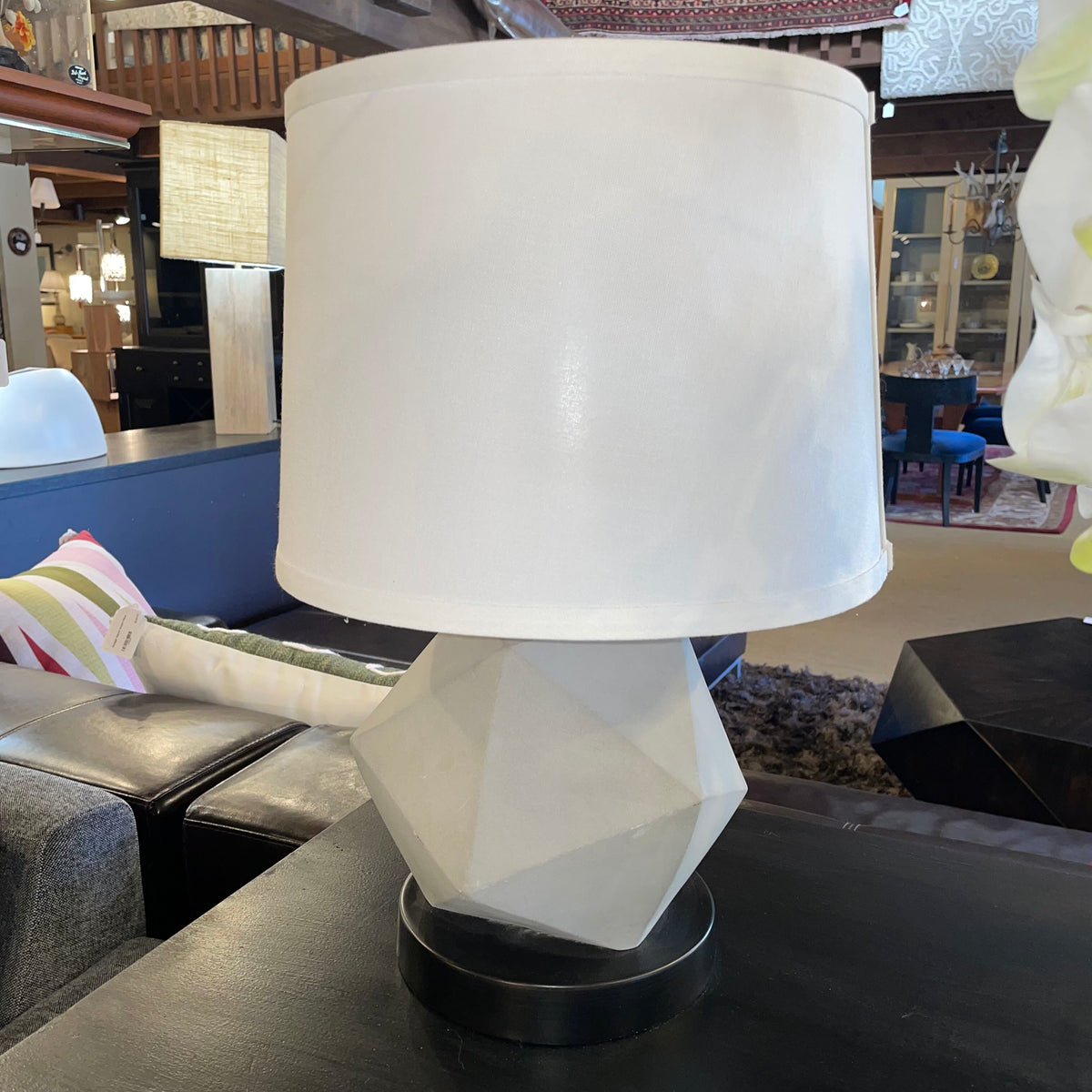Grey Geometric Base Table Lamp