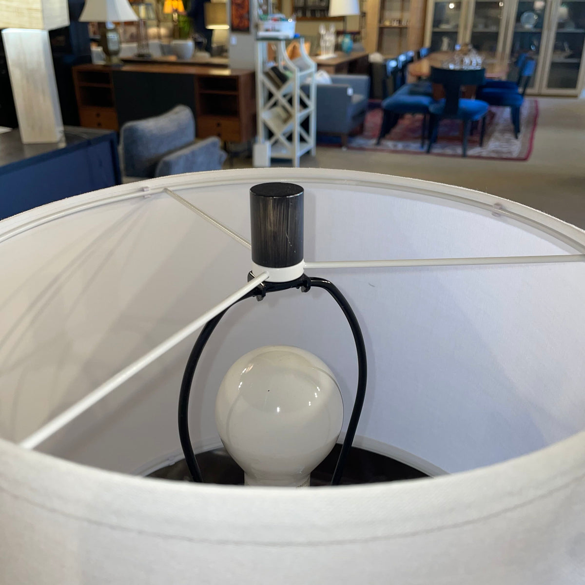 Grey Geometric Base Table Lamp