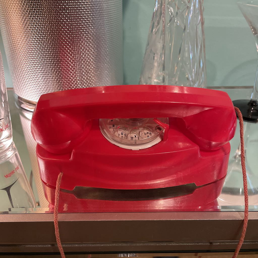 Vintage Red Plastic Toy Telephone